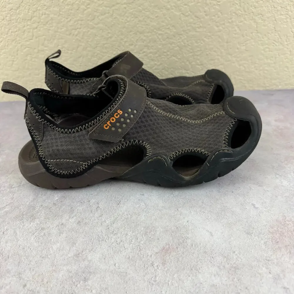 Crocs Mens Swiftwater Mesh Fisherman Deck Sandals 15041 Brow nSize 10